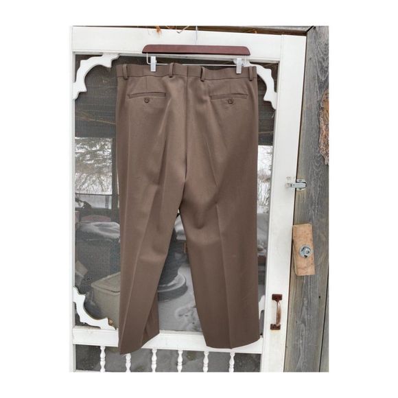 Pronto Uomo Brown Dress Pant 100% Wool Tailored Sz 40 - Picture 6 of 7